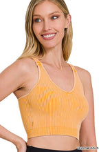 Load image into Gallery viewer, WASHED RIBBED CROPPED PADDED BRA TANK TOP