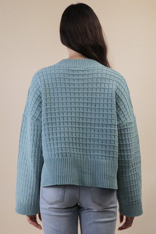 BLUE TEXTURE SWEATER
