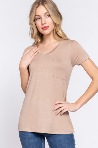 BASIC SHORT SLEEVE V-NECK T-SHIRT