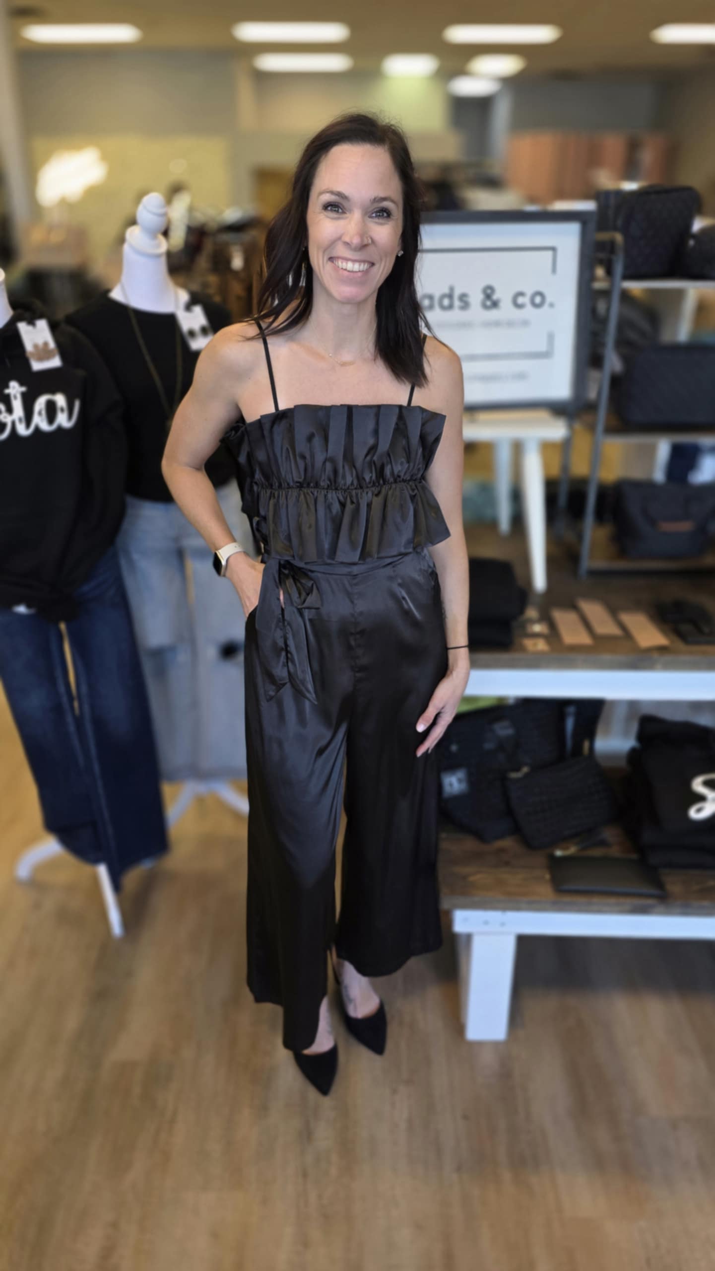 Black Satin Present Romper