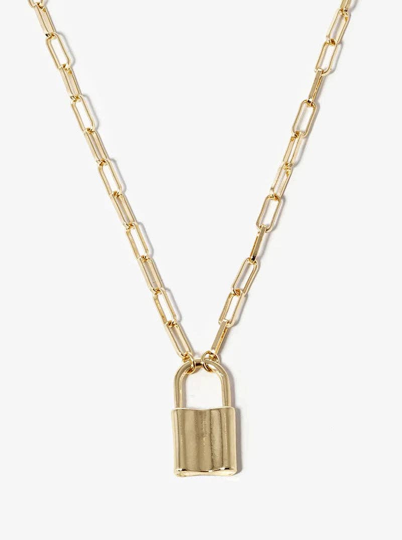 18K Gold Dipped Padlock Pendant Chain Necklace