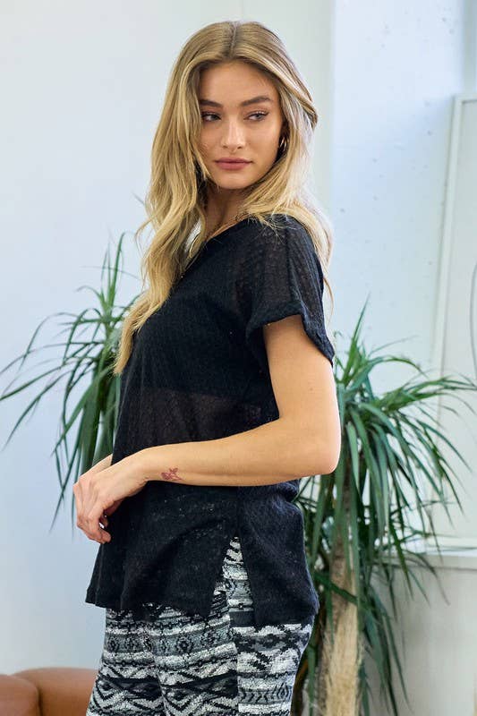Black Sheer Top – Threads & Co