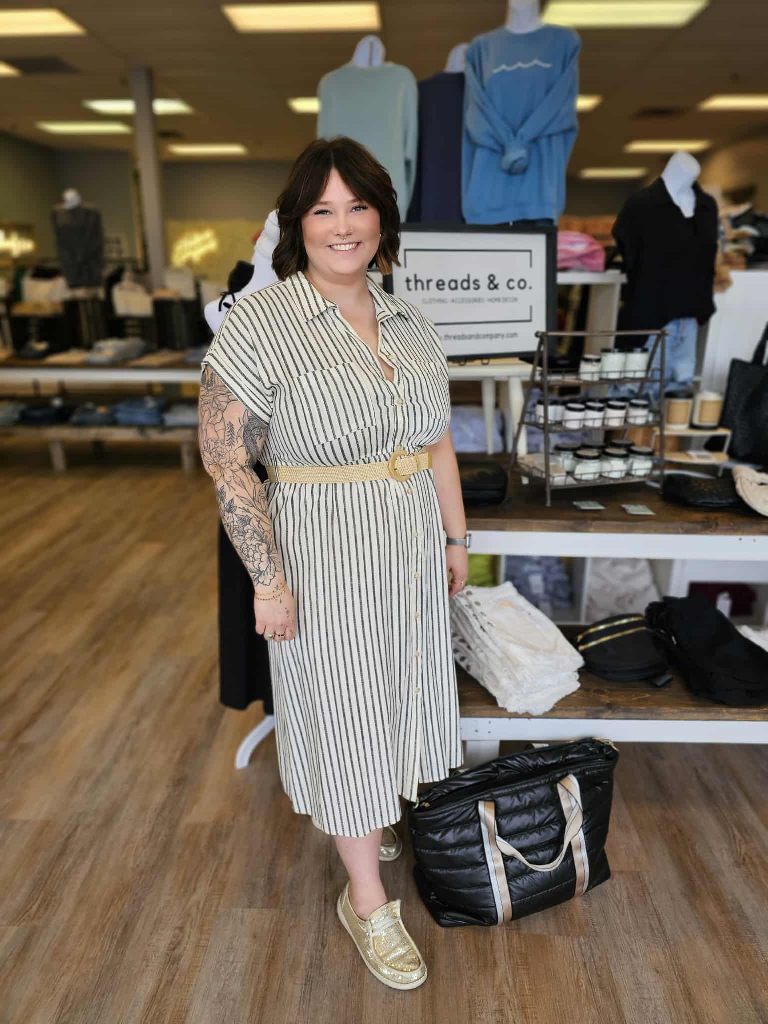 STRIPE BUTTON DOWN DRESS