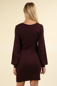 ASYMMETRICAL BODYCON DRESS | WINE