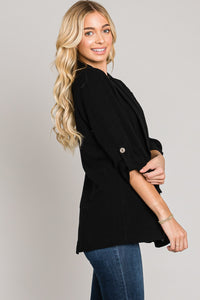 BLACK 3/4 SLEEVE BLAZER
