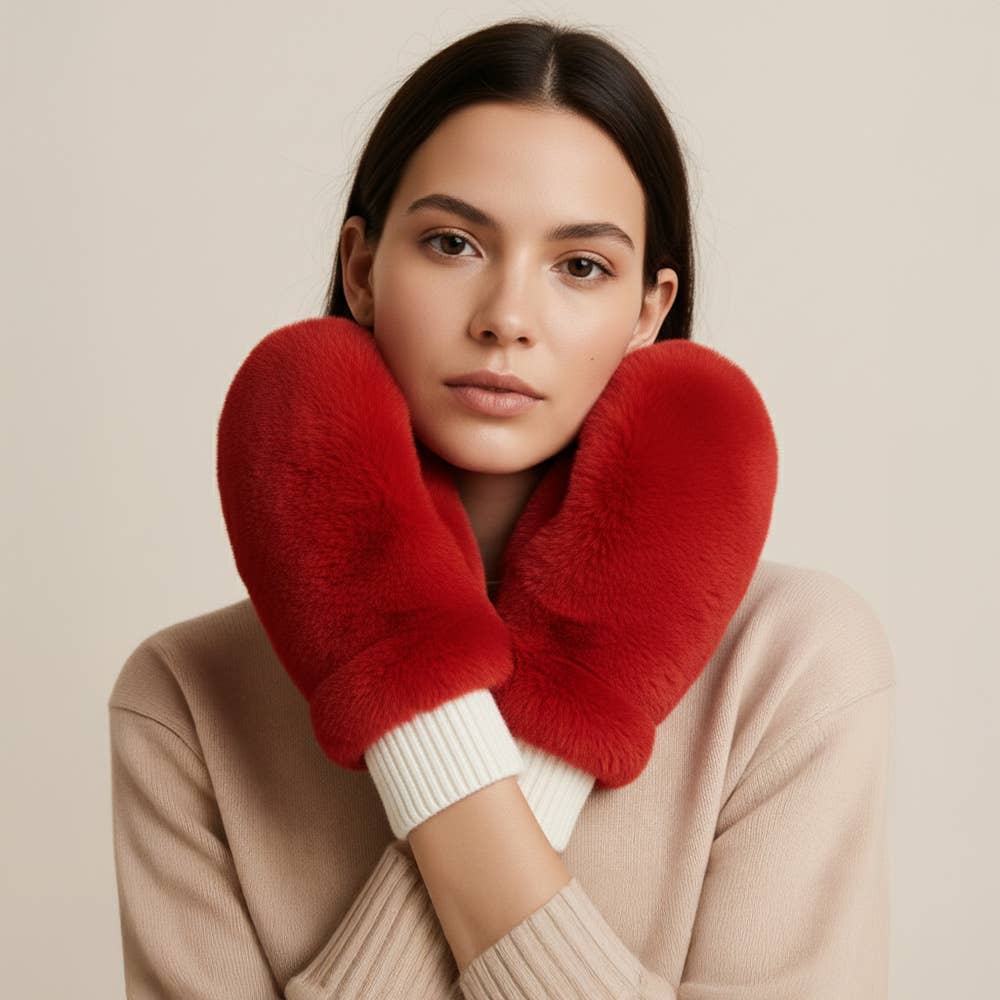 Faux Fur Mitten Gloves
