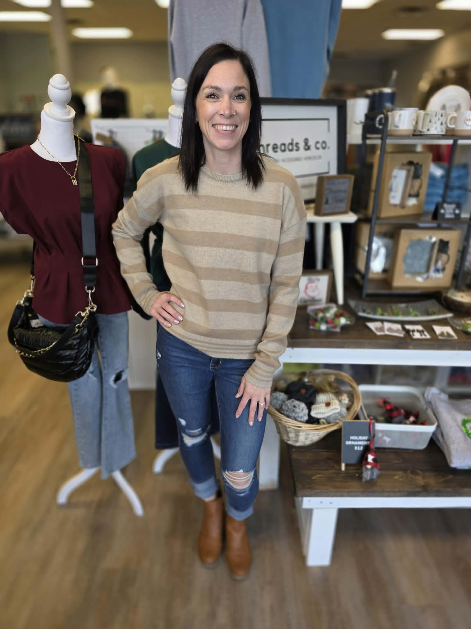Mocha Relaxed Horizontal Stripe Sweater