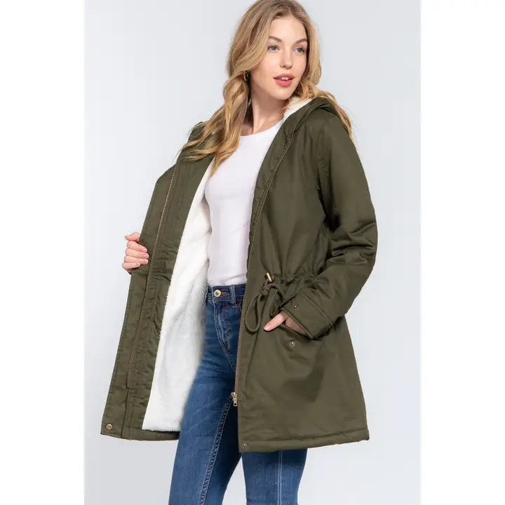 FLEECE LINED OLIVE GREEN JACKET