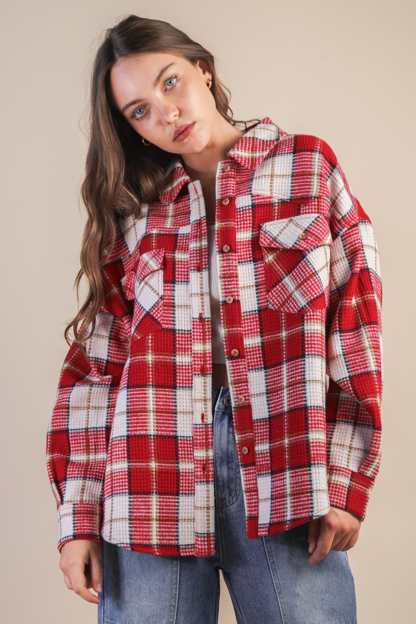 RED PLAID SHACKET