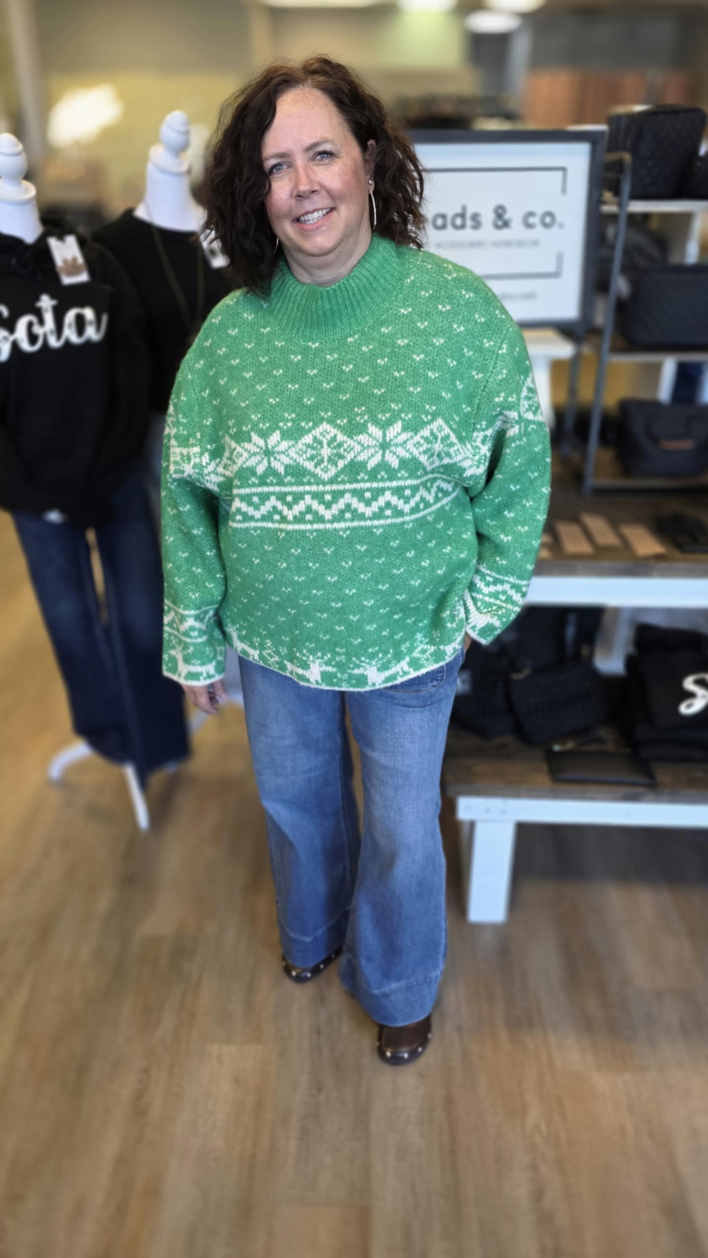 GREEN NORDIC SWEATER