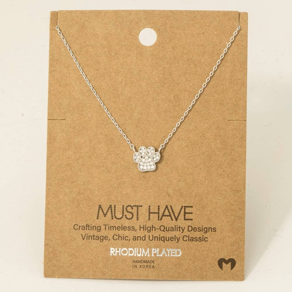 Dog Paw Print Charm Necklace