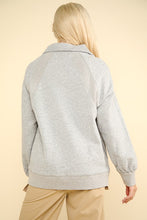 Load image into Gallery viewer, HEATHER GRAY OVERSIZED HENLEY SWEATSHIRT