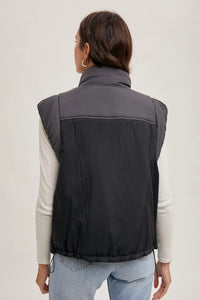 CONTRAST PUFFER VEST (ASH COMBO)