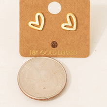 Load image into Gallery viewer, Gold Dipped Heart Stud Earrings