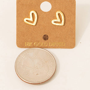 Gold Dipped Heart Stud Earrings