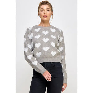 HEATHER GREY HEART SWEATER