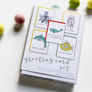 Pun Fun Cards - Seas the Day Card Set - Ocean Sea Life Notes
