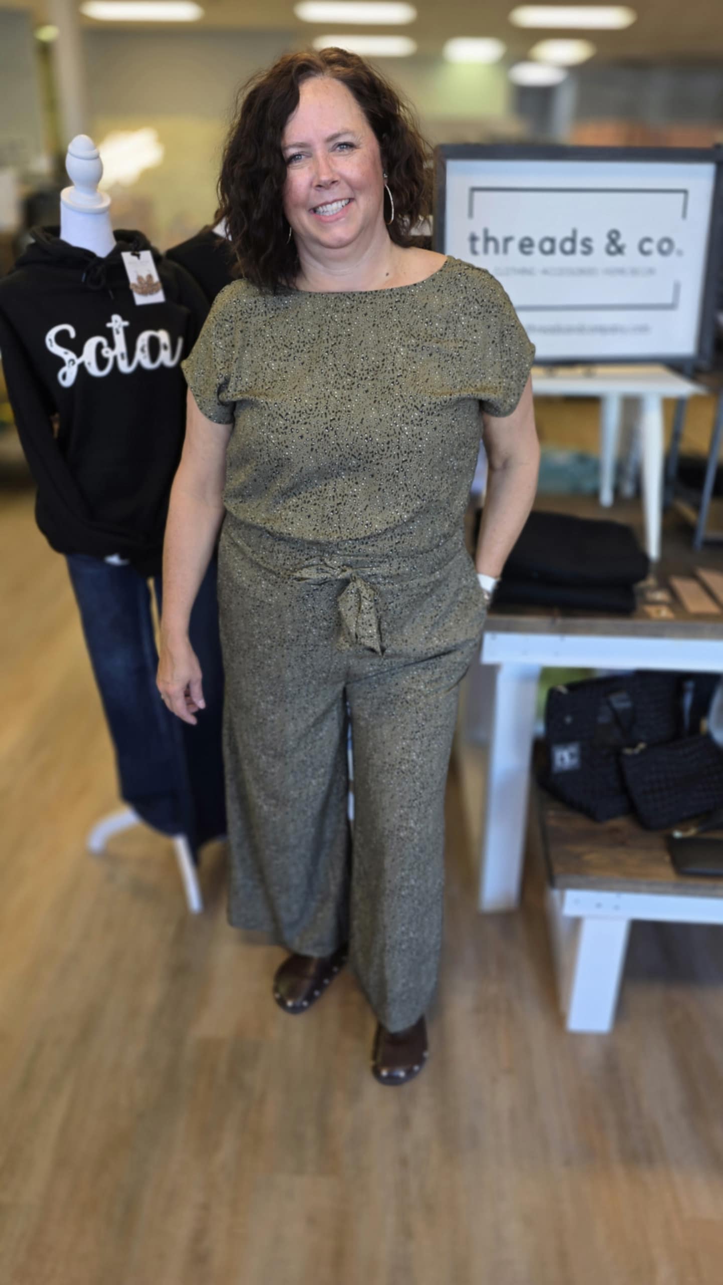 Olive Print Drop Shoulder Jumpsuit With Sash Belt