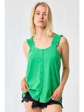 Load image into Gallery viewer, GREEN RUFFLE STRAP TOP
