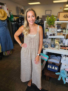 CREAM LEOPARD WIDE LEG ROMPER