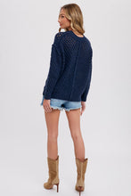 Load image into Gallery viewer, KNIT CREW NECK PULLOVER- Navy