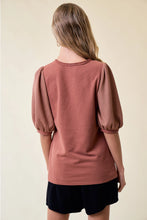 Load image into Gallery viewer, RIBBED PUFF SLEEVE TOP