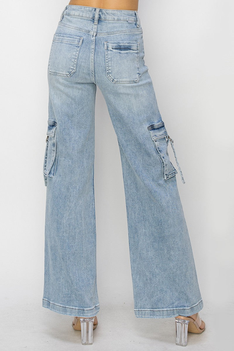RISEN: HIGH RISE CARGO POCKET WIDE LEG