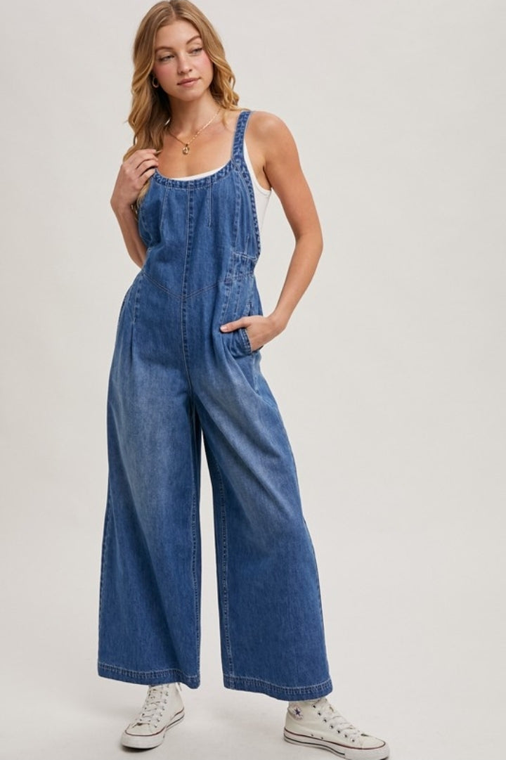 DARK DENIM OVERALL ROMPER