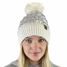 Load image into Gallery viewer, METALLIC BEANIE WITH POM