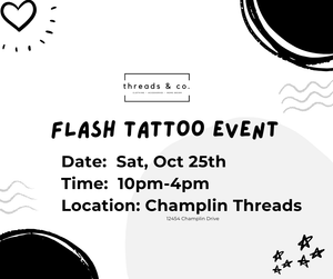 Flash Tattoo Event Registration: Saturday, October 25th 10am-4pm