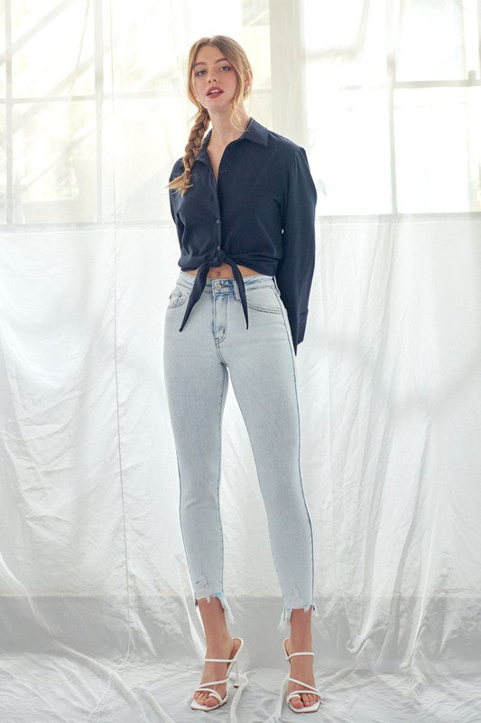 KanCan: HIGH RISE ACID WASH ANKLE SKINNY