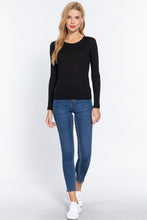 Load image into Gallery viewer, BLACK LONG SLEEVE RIBBED TOP