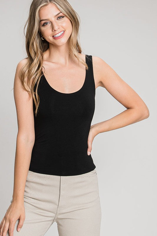 SCOOP NECK TANK | BLACK