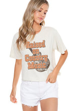 Load image into Gallery viewer, RAISED ON COUNTRY MUSIC GRAPHIC TEE CROP