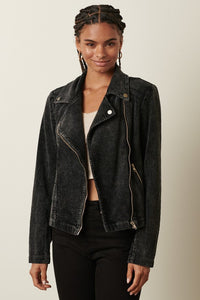 WASHED CORDUROY BIKER JACKET