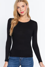 Load image into Gallery viewer, BLACK LONG SLEEVE RIBBED TOP