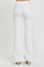 Load image into Gallery viewer, RISEN: WHITE MID RISE TUMMY CONTROL FLARE JEANS