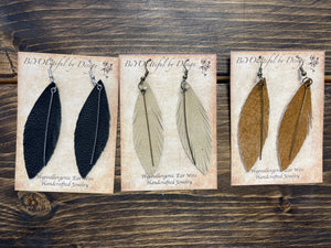Leather Feather Earrings