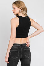 Load image into Gallery viewer, HIGH NECK CROPPED TANK (BLACK)