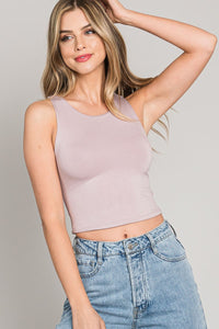 HIGH NECK CROPPED TANK (DUSTY ROSE)