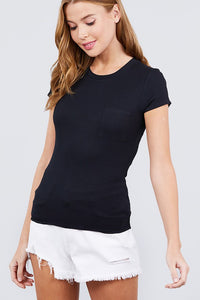 RIBBED CREW TOP