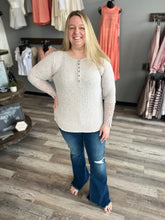 Load image into Gallery viewer, GREY CROCHET SLEEVE RIBBED TOP