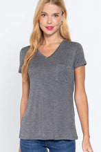 Load image into Gallery viewer, BASIC V-NECK TEE WITH POCKET